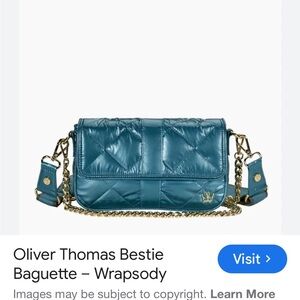 Oliver Thomas Quilted Crossbody Bag in Teal Blue